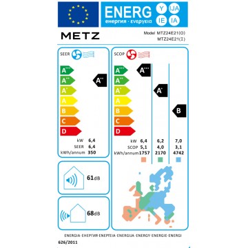 Metz MTZ24E21 Κλιματιστικό Inverter 24000 BTU A++/A+ με Ιονιστή και WiFi